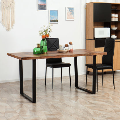 Table de salle à manger Ashton 63" avec plateau à bords ondulés et pieds en acier - Brun rustique