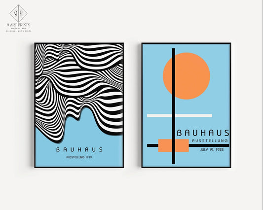 Affiches STATEMENT DUO Blue Bauhaus | Art moderne Mid-Century | encadrées disponibles