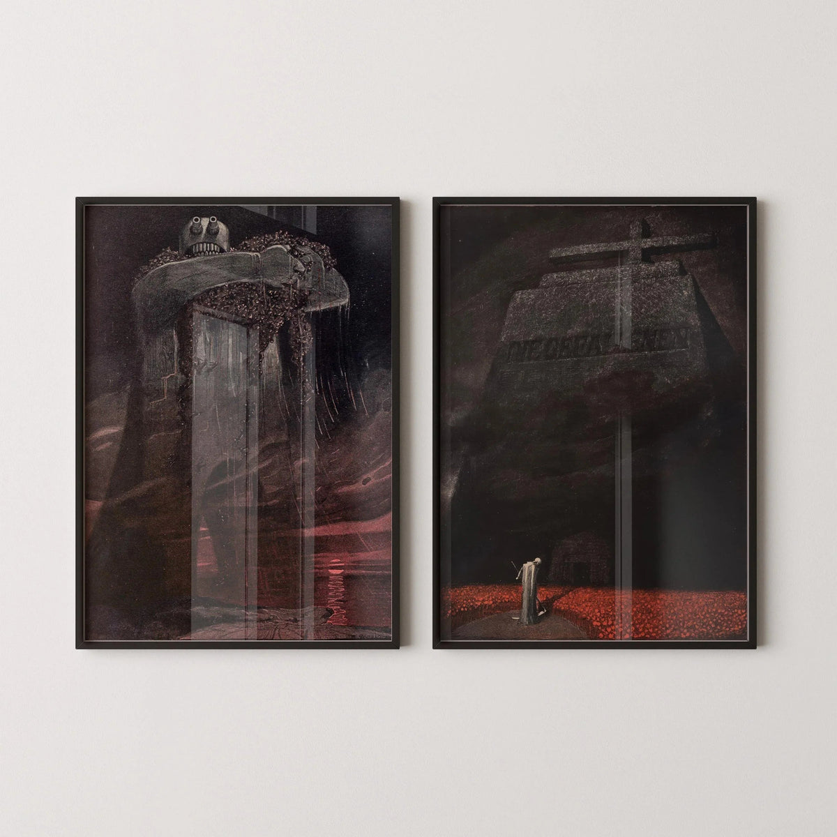 Fritz Gareis World War 1 Expressionist Art Print Set: Dark Symbolist Fine Art