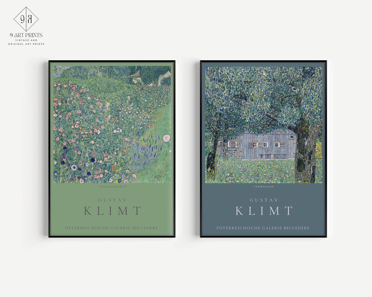 Gustav Klimt Art Prints: Farmhouse and Italian Garden Duo