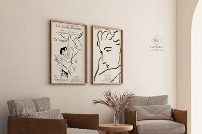 Affiches d'art Matisse et Toulouse-Lautrec : Ensemble de cadres pour mur de galerie neutre