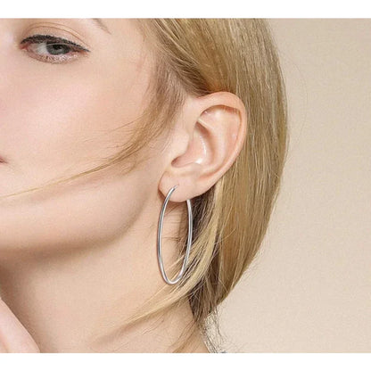 Grandes boucles d'oreilles créoles élégantes en argent sterling 925 pour femmes - Grandes créoles cercle sans fin (30/40 mm)