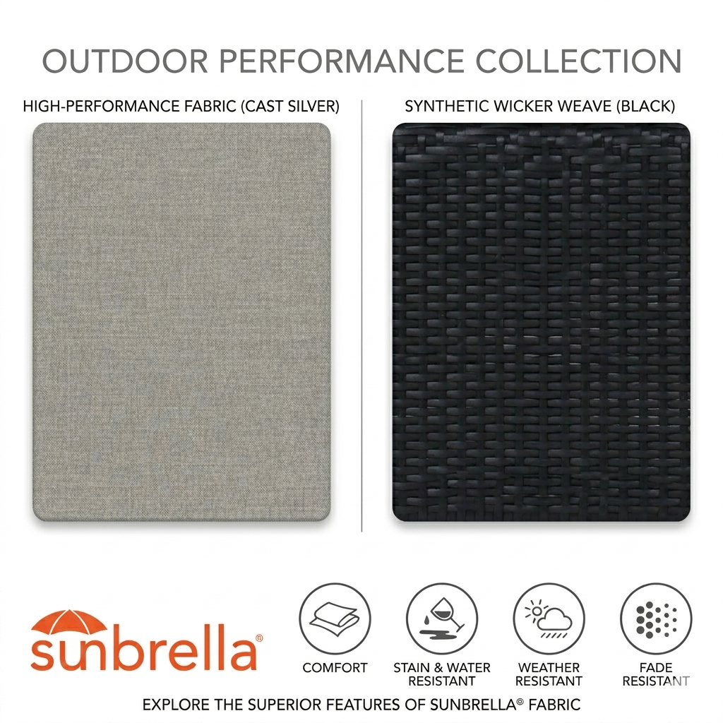 Ensemble de conversation de 4 pièces en osier Camus pour l'extérieur avec coussins Sunbrella®