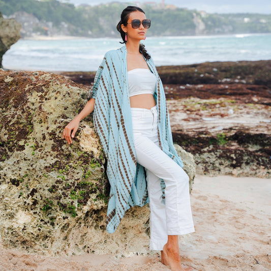 Kimono Tie-Dye Os Simple - Menthe
