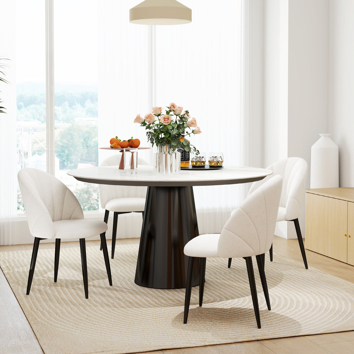Skylar Modern Dining Chairs Set of 4-Cream White
