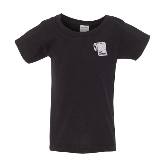Embroidered "Shit Happens" T-shirt for toddlers