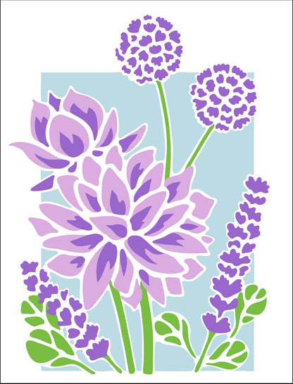 Pochoir multi-couches "Bouquet de lotus" de The Crafters Workshop