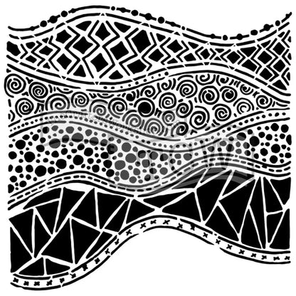 The Crafters Workshop 6x6 Stencil Crazy Waves