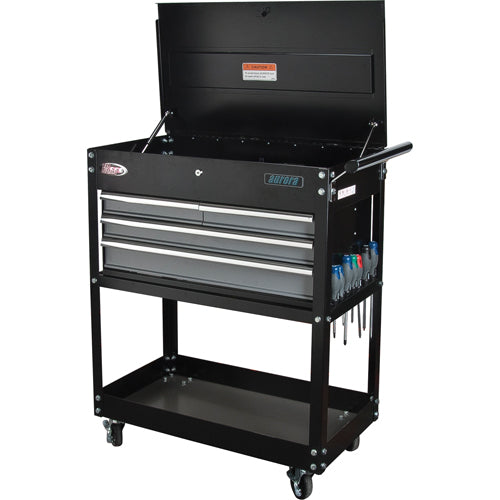 Utility Cart, 4 Drawers, 18" L x 33" W x 39" H, Black