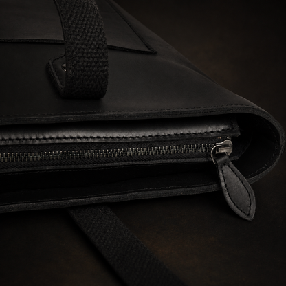 Classic Black Leather Tote Bag