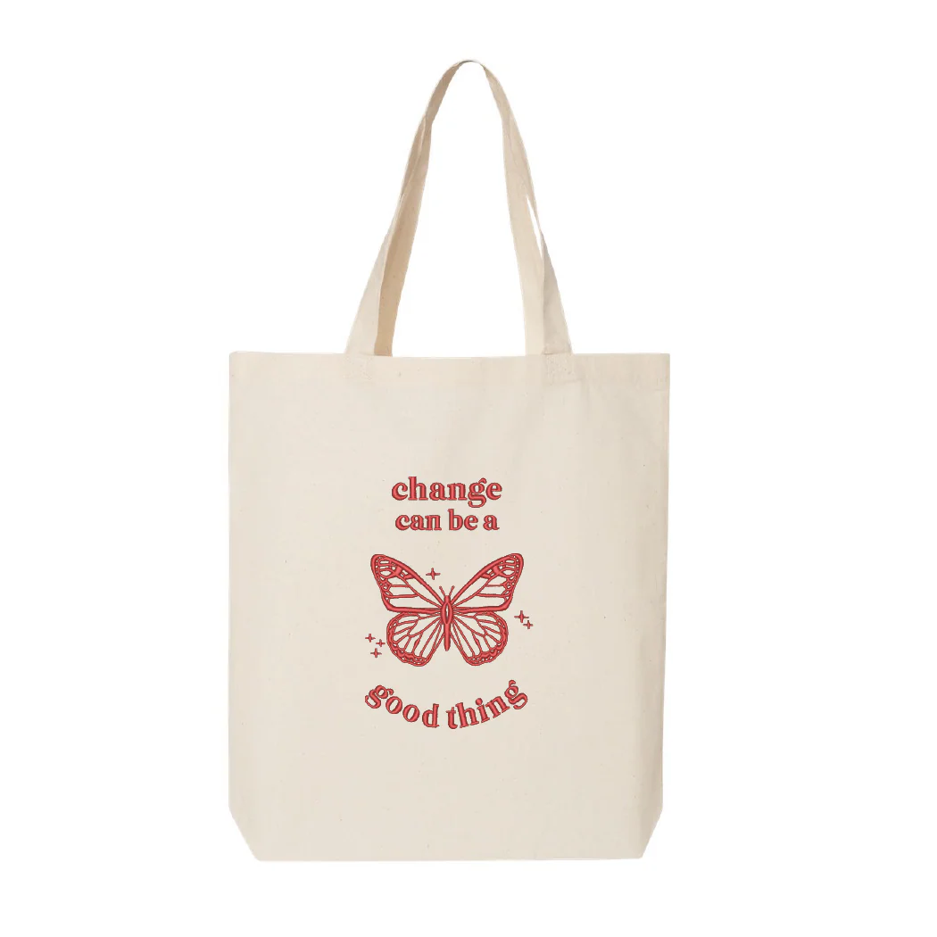 Tote bag "Change can be a good thing" brodé
