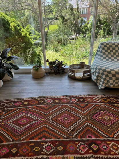 Turkish Kars Kilim Rug | 3' 11" x 10' 6"