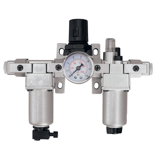 Ensemble modulaire filtre, régulateur et lubrificateur (manomètre inclus), filetage NPT 3/4"