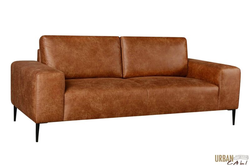 Canapé Freeman en cuir marron clair rustique