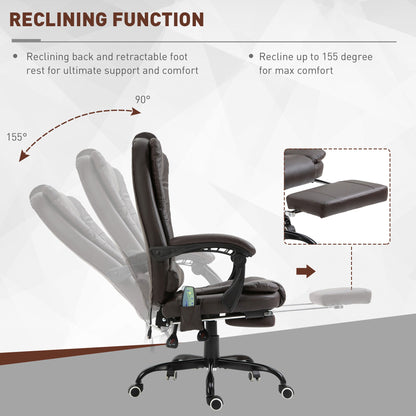 Declan Executive Office Chair with 7-Point Massage and Reclining Features-Brown