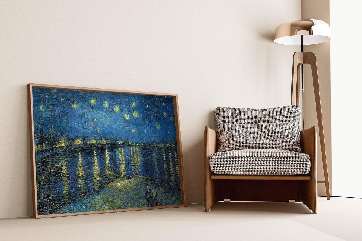 Vincent Van Gogh - Starry Night over the Rhone | Classic Impressionist Exhibition Poster Fine Art Print (available framed or unframed)