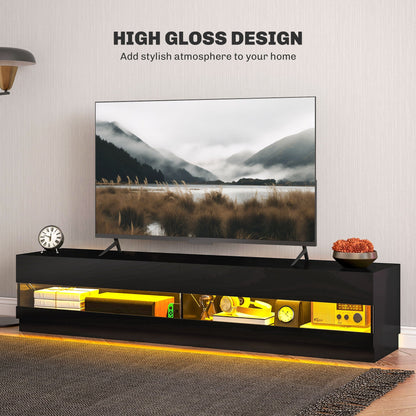 Meuble TV Hart lumineux pour téléviseurs jusqu'à 75" - Noir brillant