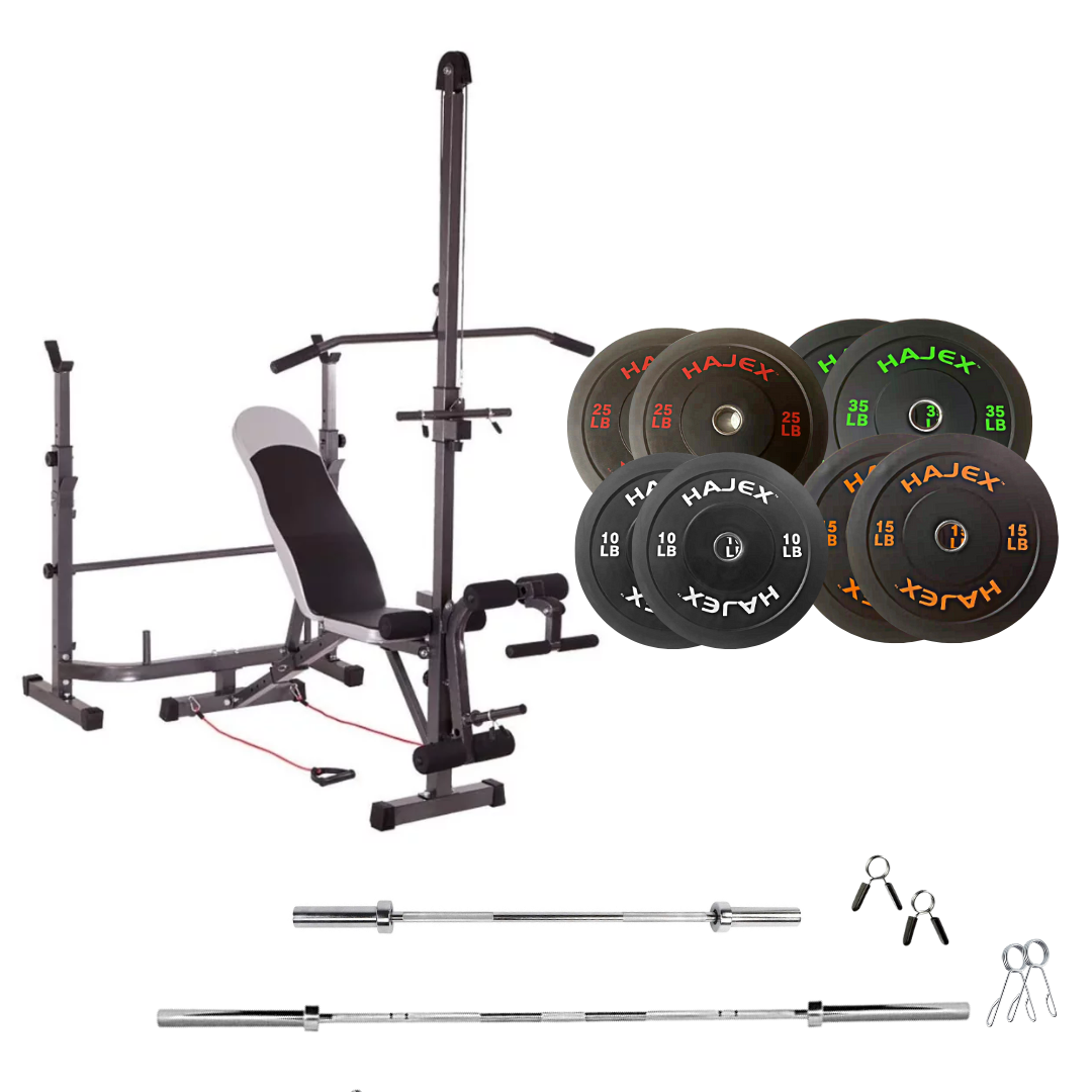 Banc de musculation réglable avec des ensembles de poids