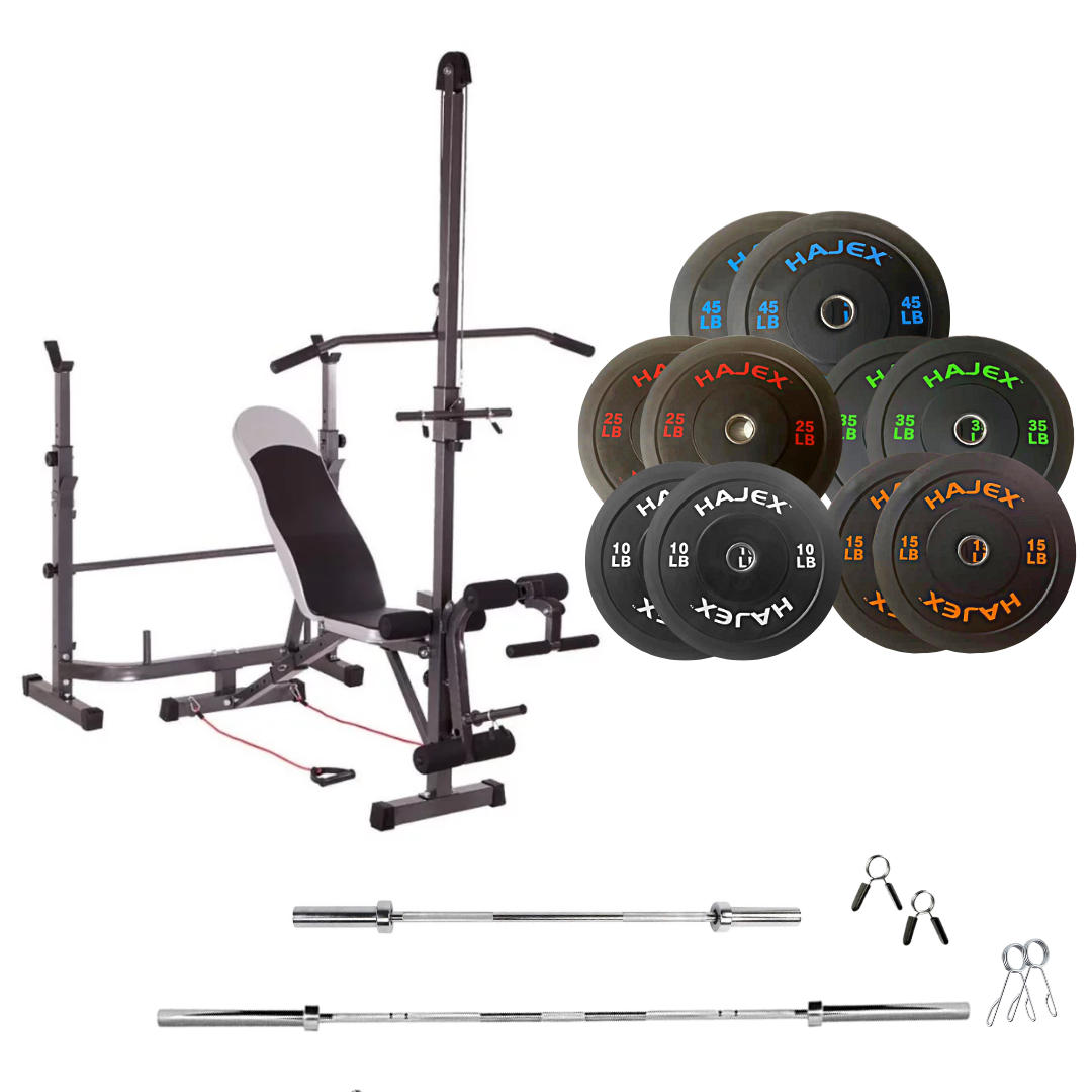 Banc de musculation réglable avec des ensembles de poids