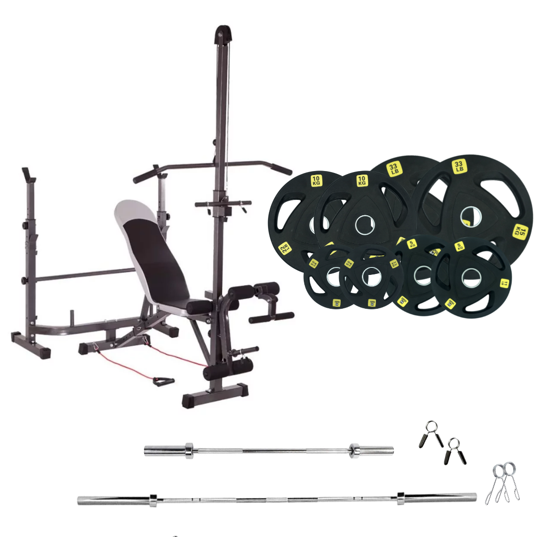 Banc de musculation réglable avec des ensembles de poids