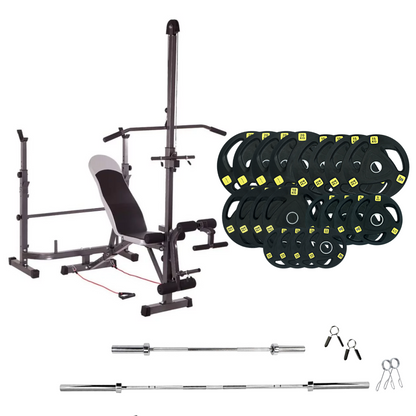 Banc de musculation réglable avec des ensembles de poids