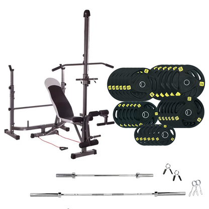 Banc de musculation réglable avec des ensembles de poids