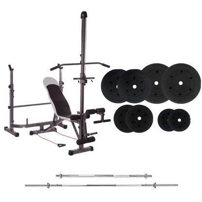 Banc de musculation réglable avec des ensembles de poids