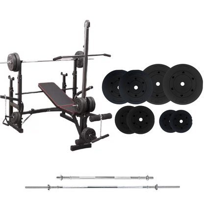 Banc de musculation réglable avec des ensembles de poids