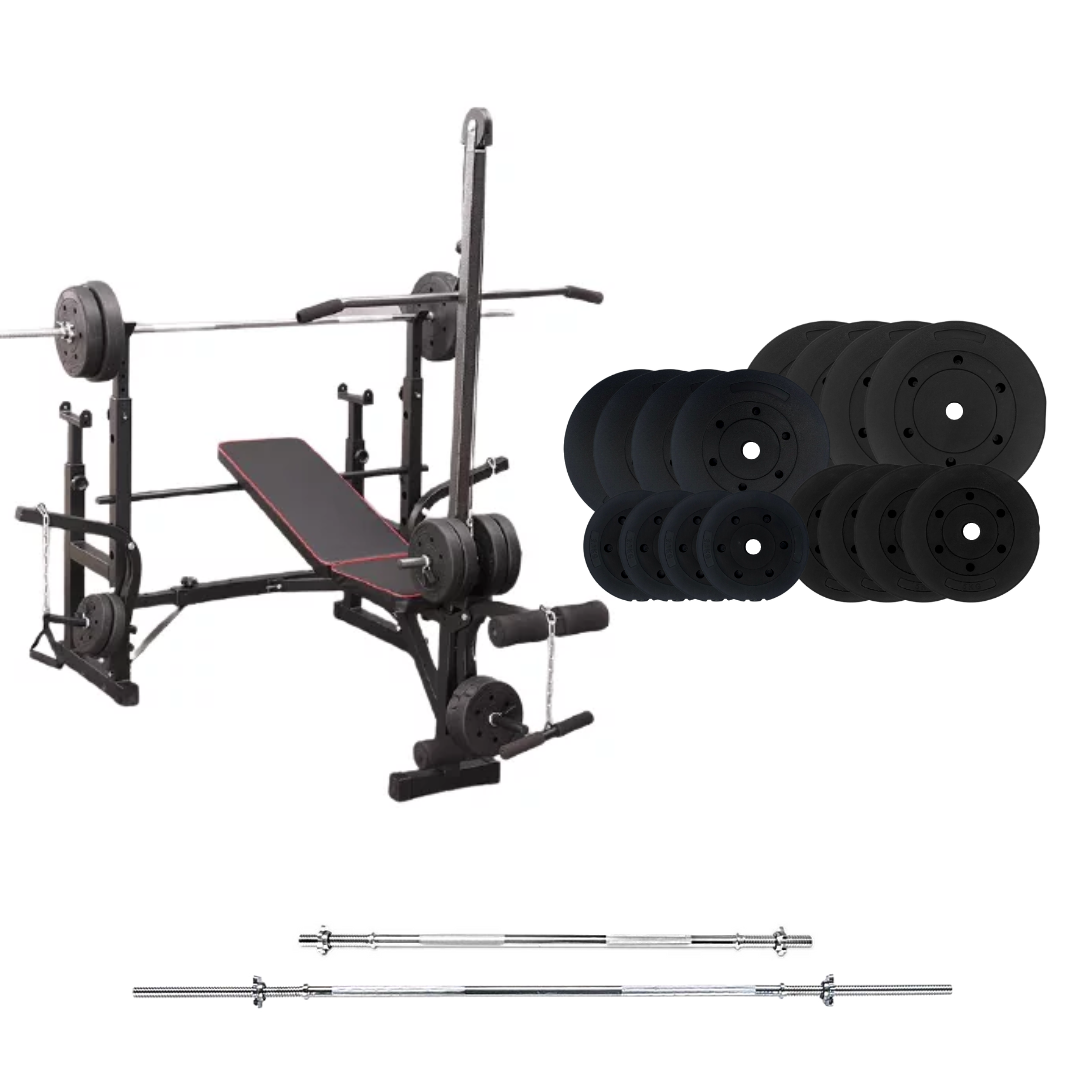 Banc de musculation réglable avec des ensembles de poids