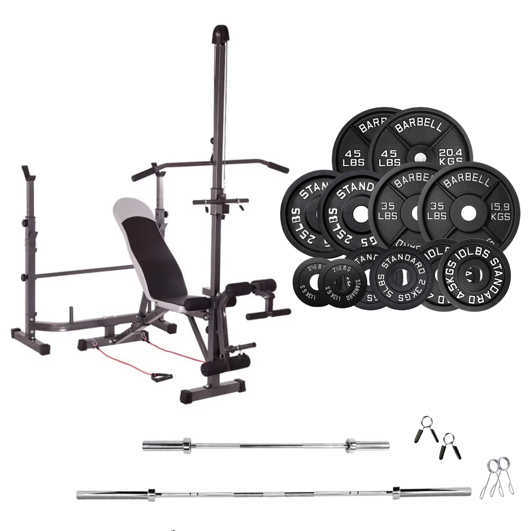 Banc de musculation réglable avec des ensembles de poids