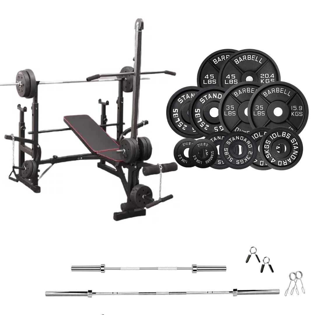 Banc de musculation réglable avec des ensembles de poids