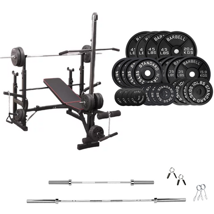 Banc de musculation réglable avec des ensembles de poids
