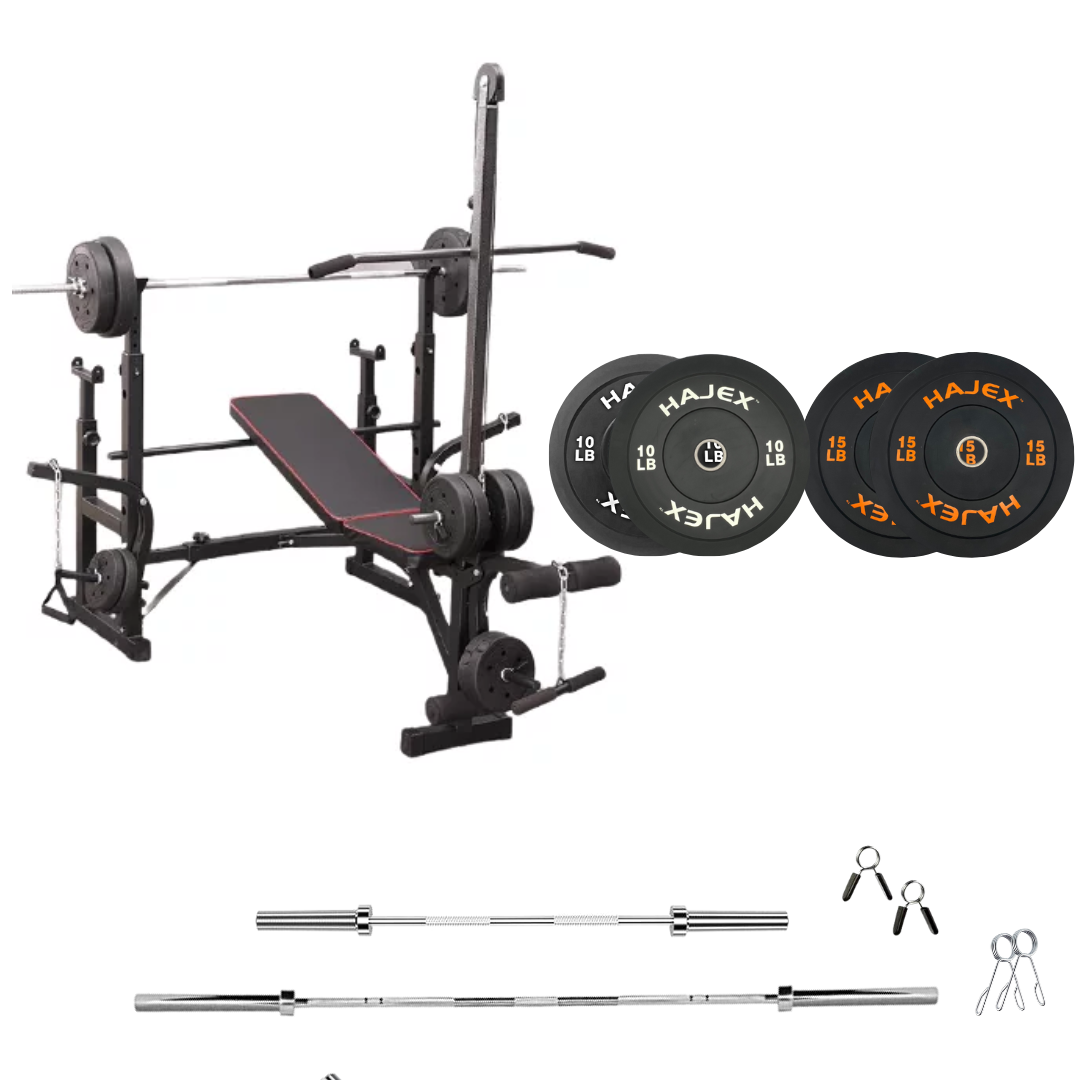 Banc de musculation réglable avec des ensembles de poids