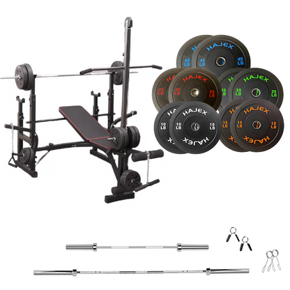 Banc de musculation réglable avec des ensembles de poids