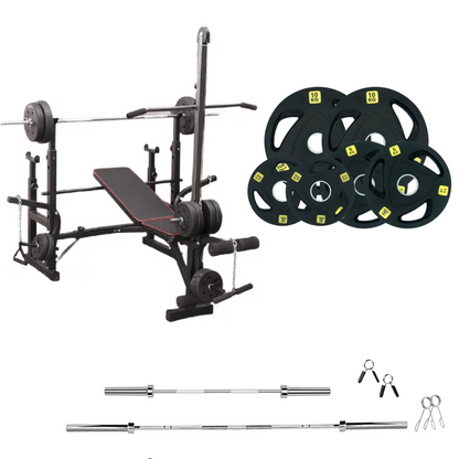 Banc de musculation réglable avec des ensembles de poids