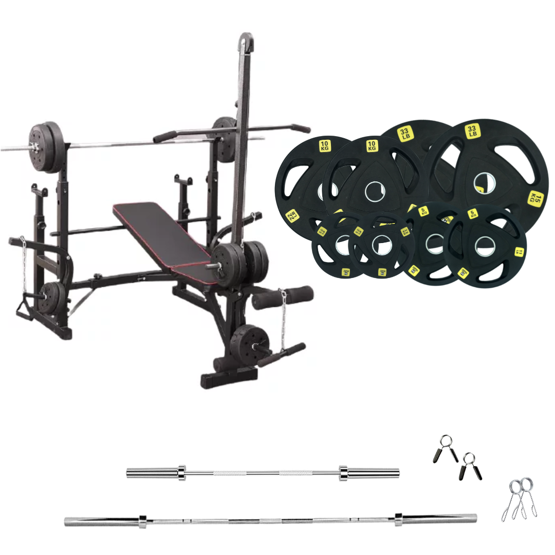 Banc de musculation réglable avec des ensembles de poids