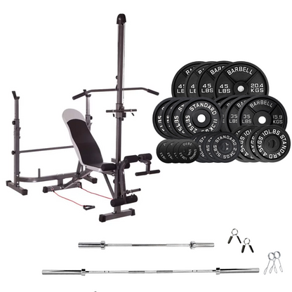 Banc de musculation réglable avec des ensembles de poids