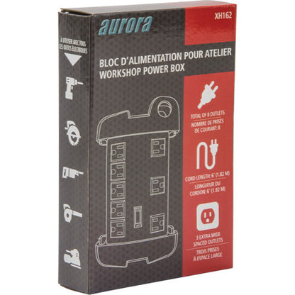 Workshop Surge Protector Power Strip, 8 Outlets, 1350 J, 1875 W, 6' Cord