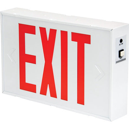Exit Sign, LED, Battery Operated/Hardwired, 12-1/5" L x 7-1/2" W, English