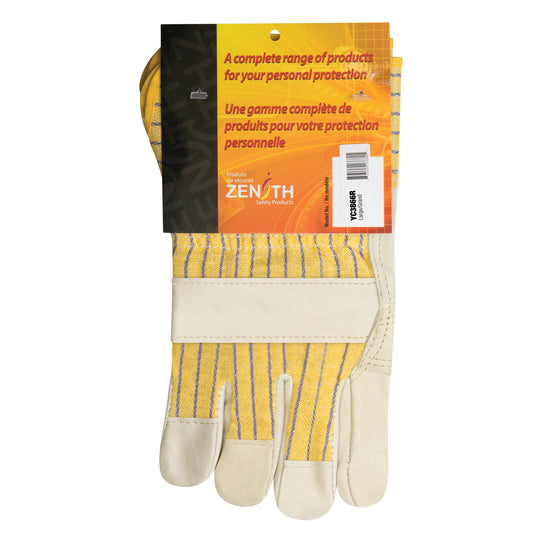 Gants paume fleur de cuir Fitters Patch, grande taille, paume en cuir de vachette pleine fleur, doublure intérieure en coton