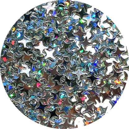 Holographic Silver 4 pointed star Glitter