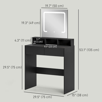 Coiffeuse Zee avec lumières LED – Noir