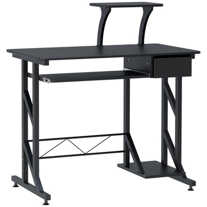 Bureau informatique Indy avec tablette coulissante pour clavier et tiroir – Noir