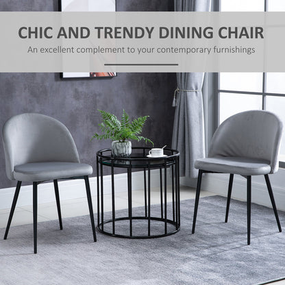 Lot de 2 chaises de salle à manger mi-dossier en velours Dylan – Gris